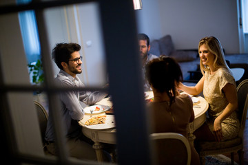 Friends celebrating Christmas or New Year eve