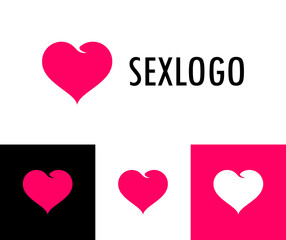 Sex Logo with Heart Like Girl Bum - Vector Emblem