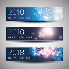 Fototapeta na wymiar Set of Horizontal Christmas, New Year Headers or Banners - 2018
