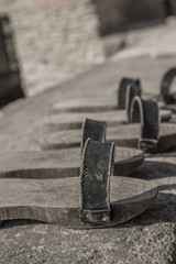 old turkish handmade wooden slippers