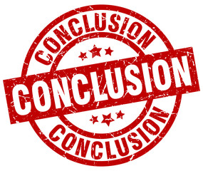 conclusion round red grunge stamp