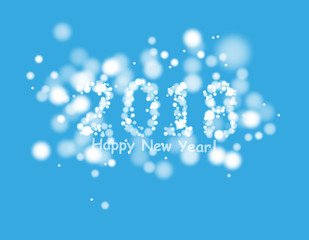 Happy new year 2018 background with snowman and snow, vector illustration.