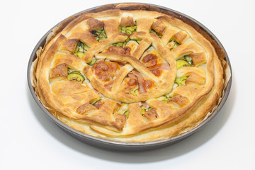 HOMEMADE ITALIAN SAVOURY PIE (ZUCCHINI / BAKED HAM / PROVOLA CHEESE)