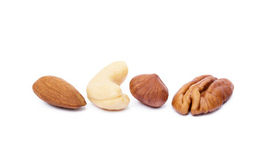 Mixed nuts isolated on white background