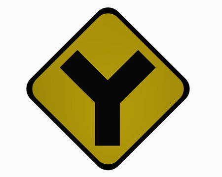 Verkehrszeichen USA : Y-Straße, auf weiß isoliert, 3d rendering
