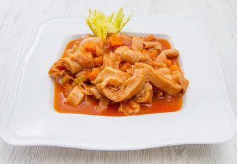 white dish with trippa