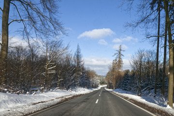 Fototapeta premium Empty asphalt road in winter season