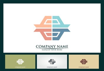 geometric pentagon colorful logo