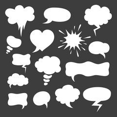 Set of cartoon speech bubbles on the black background.