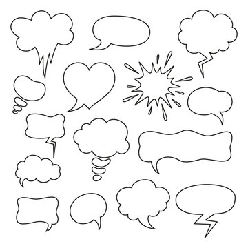 Set of cartoon speech bubbles on the white background.