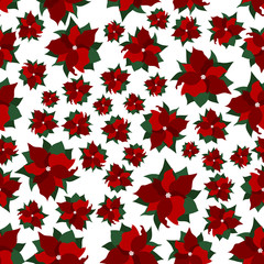 Poinsettia. Christmas seamless pattern with christmas red poinsettia.
