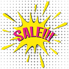 Speech bubble with colorful text SALE.