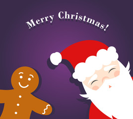 Santa Claus with gingerbread man illustration