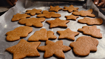 The recipe for making ginger biscuits. Baking of ginger cookies.