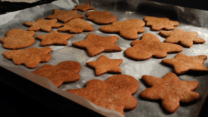 The recipe for making ginger biscuits. Baking of ginger cookies.