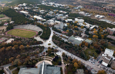 aerial view of middle east technical university in ankara, in autumn