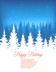 Fototapeta premium Winter forest landscape vector illustration.