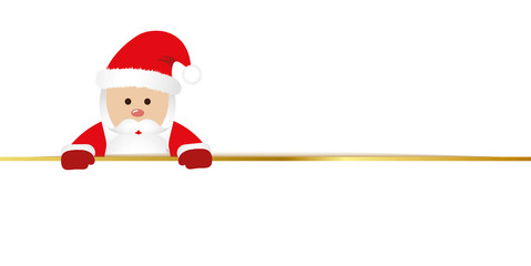 weihnachtsmann hinter einem banner gold wei&szlig;