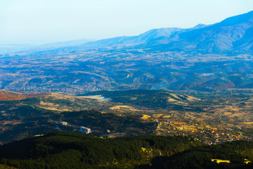 Macedonia, Skopje, view from the Vodno hill. Beautiful European mountains landscape.