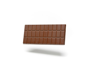 chocolate tablet on white background - floating in the air