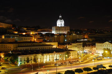 Fototapeta na wymiar Scenic aerial view of Lisbon panorama by night