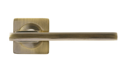 Door handle of bronze on a white background front view