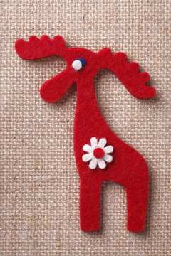Red felt reindeer decoration