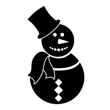 Isolated Snowman Silhouette