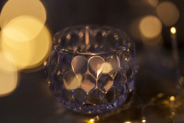 Christmas, holidays lit candle holder