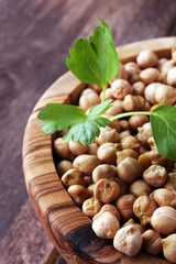 Raw Chickpeas on a bowl. Chickpeas is nutritious food. Healthy and vegetarian food