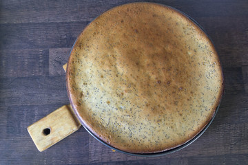 Cooking cake on the kitchen table. Food