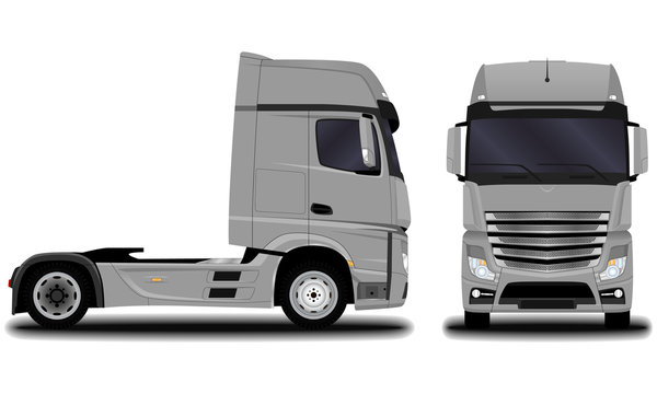 realistic truck. front view; side view.