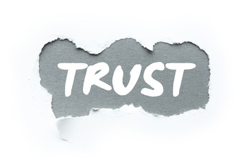 Hole in a white paper background, the inscription 