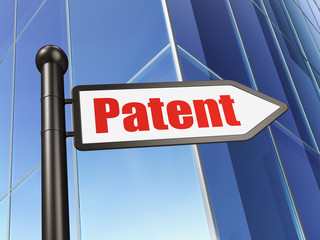 Law concept: sign Patent on Building background, 3D rendering