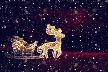 Christmas deer  on a red background.