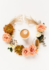 Floral Wreath with Coffee