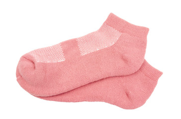 Pink socks isolated on white background