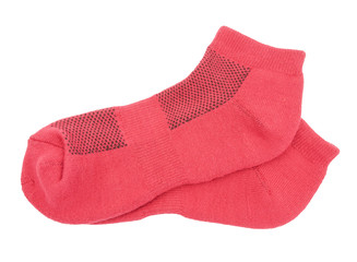 Intense pink socks isolated on white background