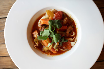 Uzbek lamb and noodle soup