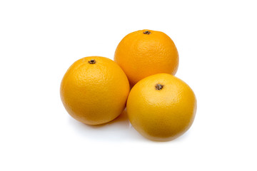 Oranges with leaf isolated on white.