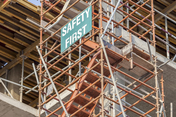 Fototapeta premium Safety first sign on the construction