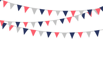Festive bunting flags. Holiday decorations.