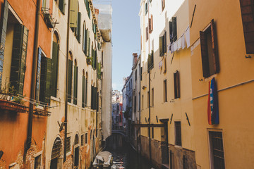 Old retro street without anyone in Italy Venice in summer