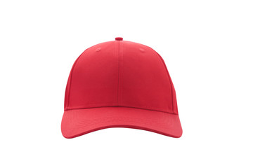 Baseball cap red templates, front views isolated on white background