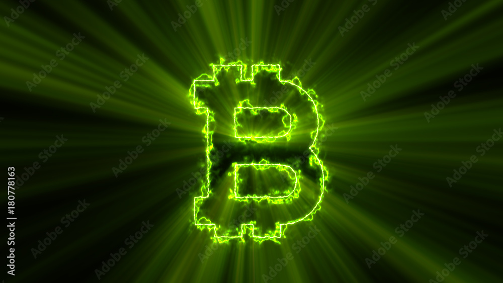 Poster abstract background with bitcoin sign. 3d rendering