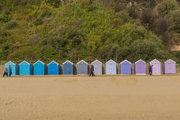 Row of colorful beach shacks