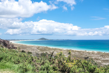 Obraz premium Karikari Peninsula, Far North, Northland, New Zealand, NZ - a dramatic and empty landscape with long white sand beaches