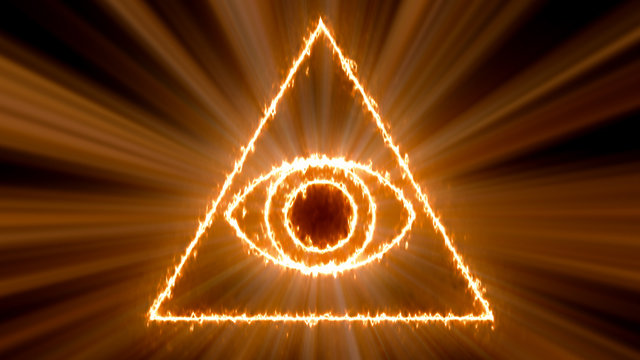 Abstract background with Eye of Providence. 3d rendering