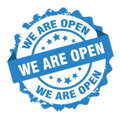 We are open stamp vector design