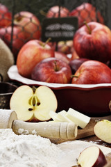 Fresh Apple Pie Ingredients and Rolling Pin